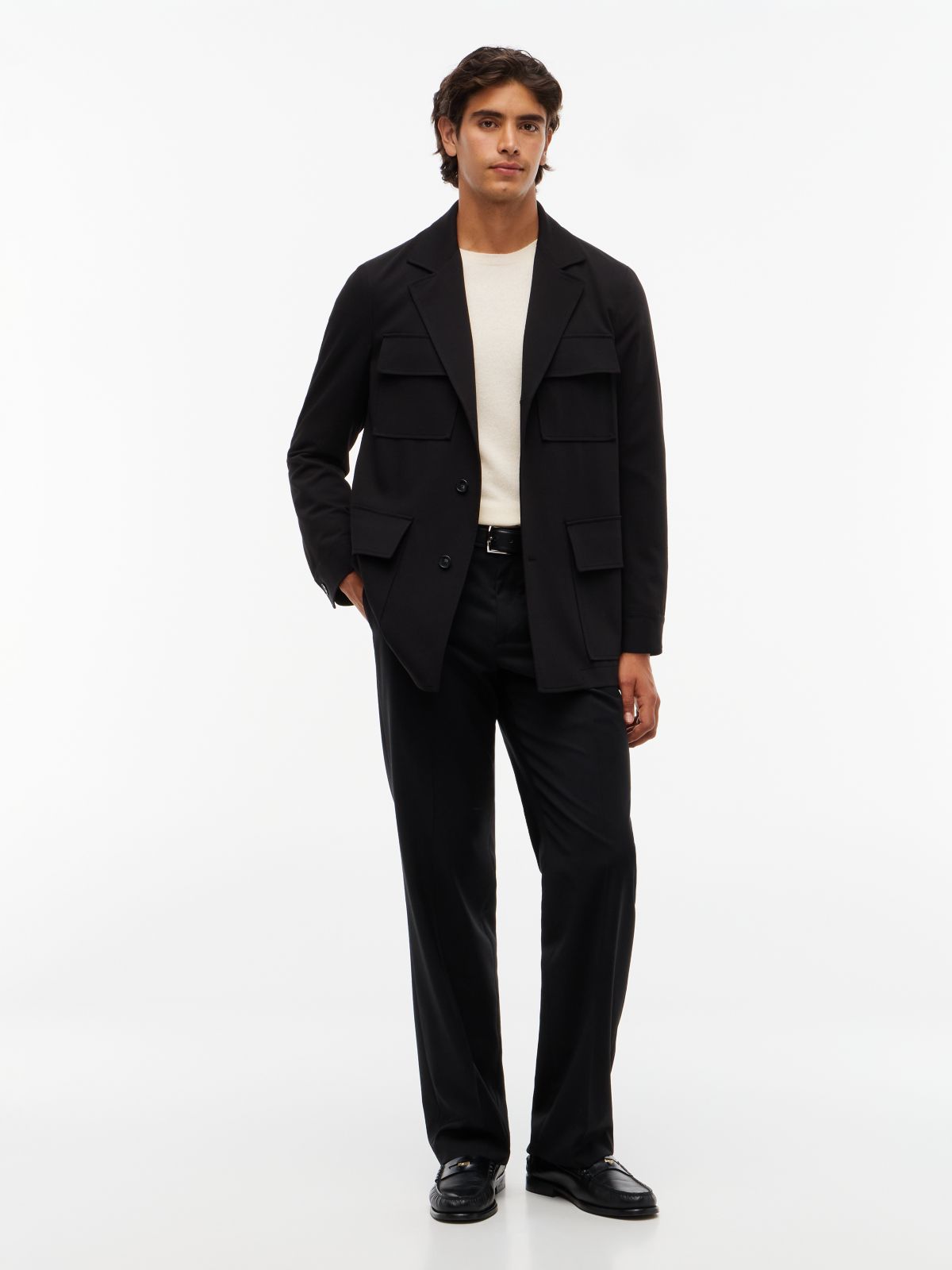 Tech Twill Single Breasted Coat — Black