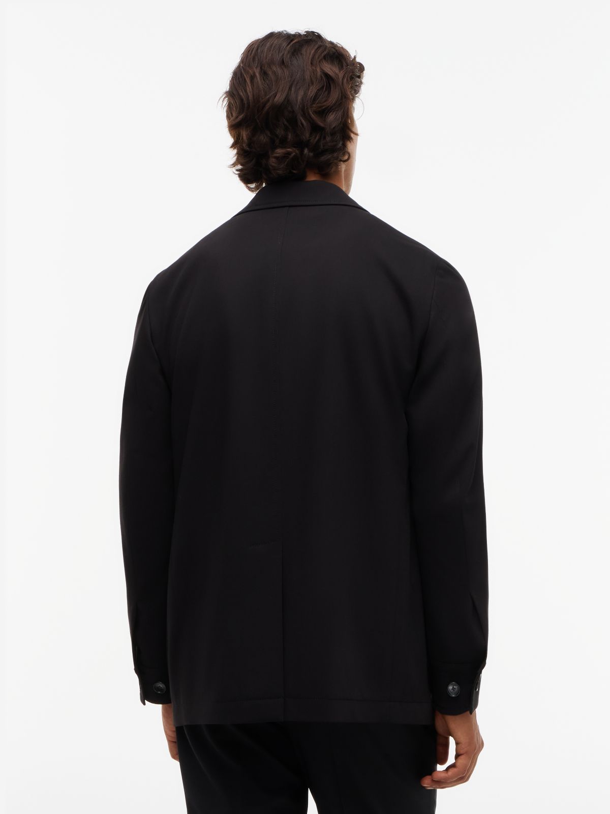 Tech Twill Single Breasted Coat — Black