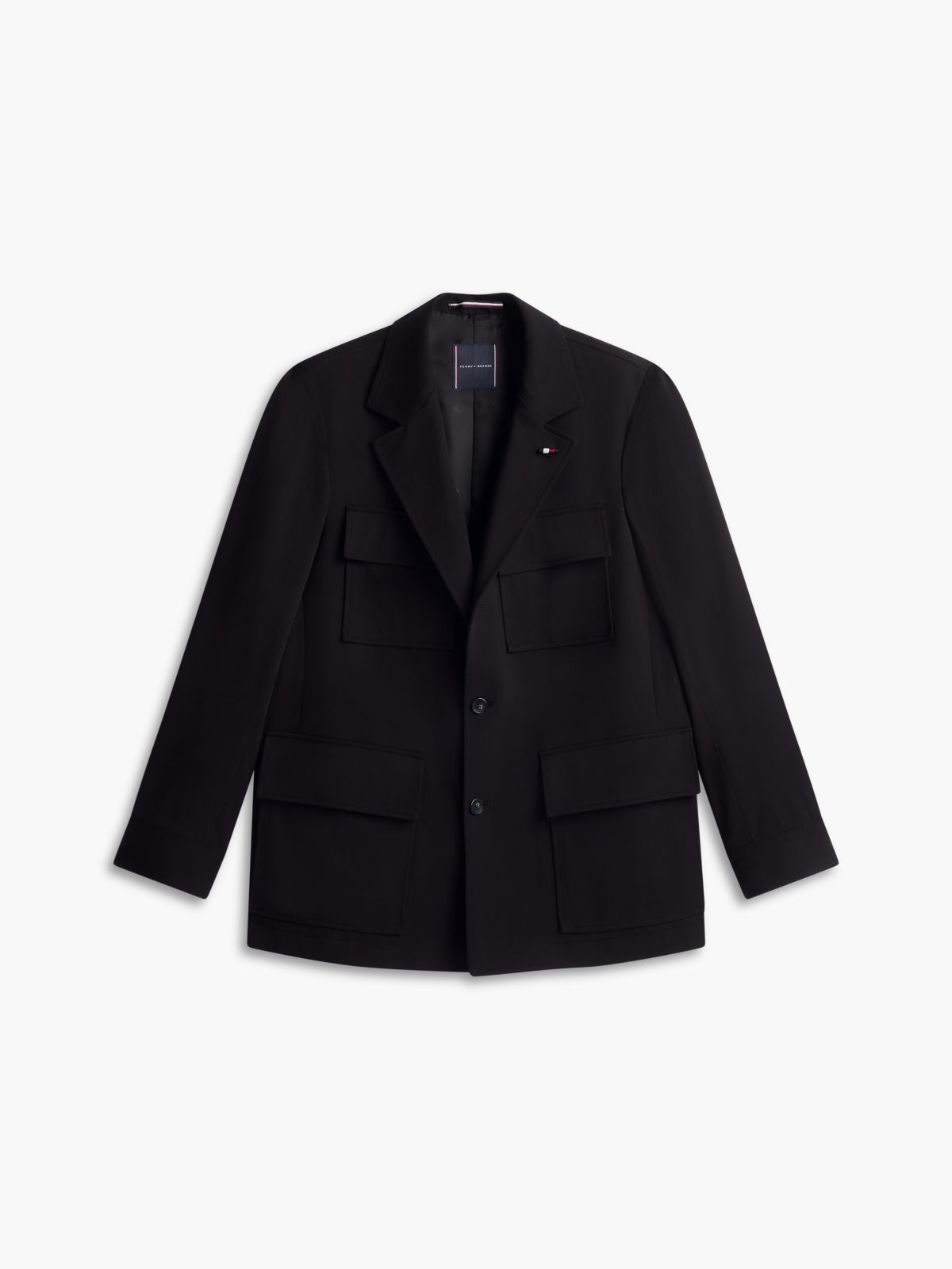 Tech Twill Single Breasted Coat — Black