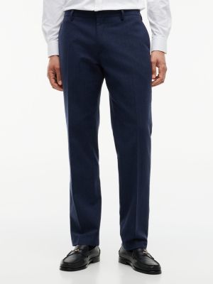 blue pantalon met krijtstreep en geborstelde finish voor heren - tommy hilfiger
