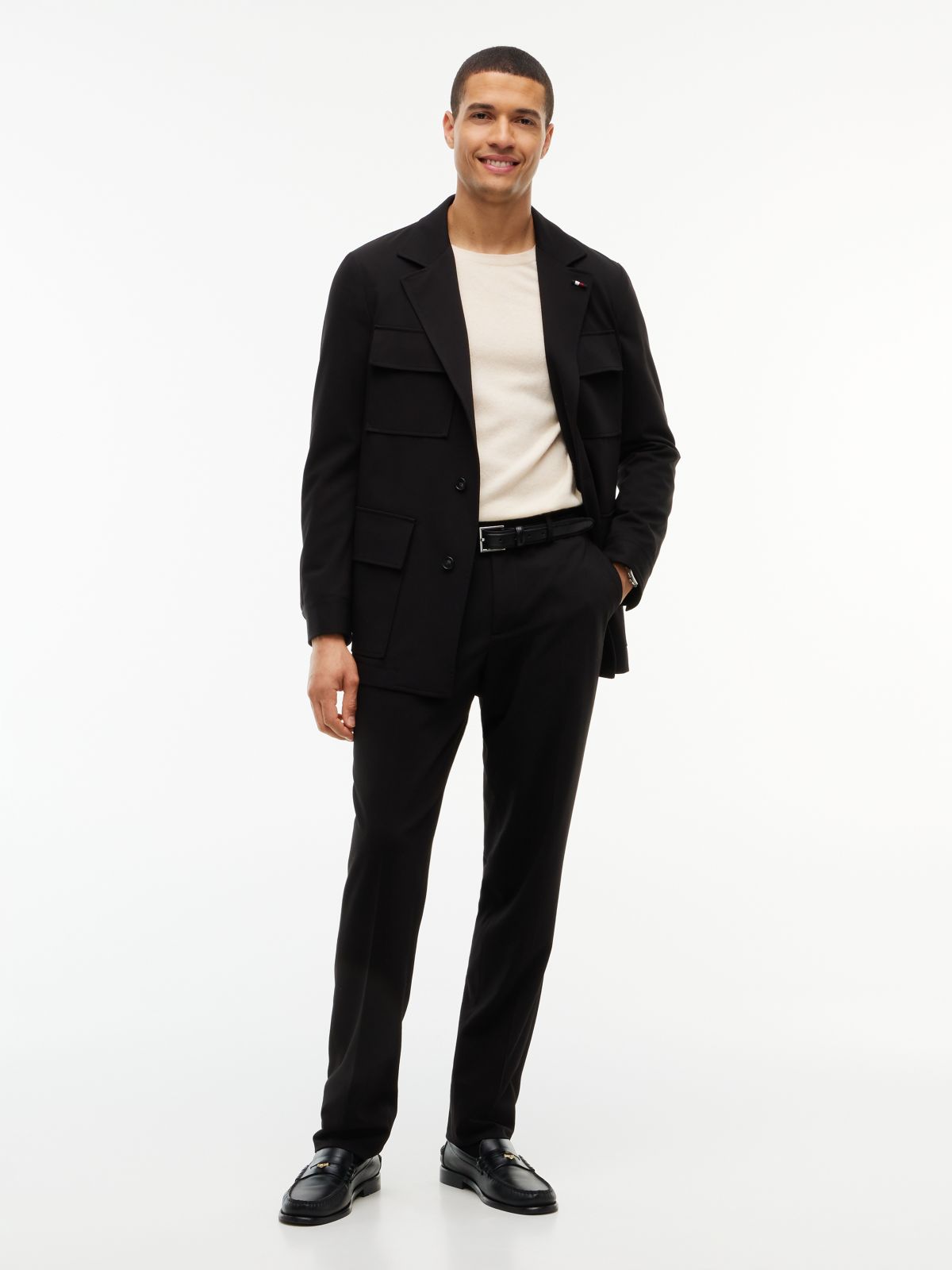 Tech Twill Trousers With Wool — Black