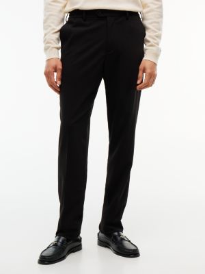 black tech twill trousers with wool for men tommy hilfiger