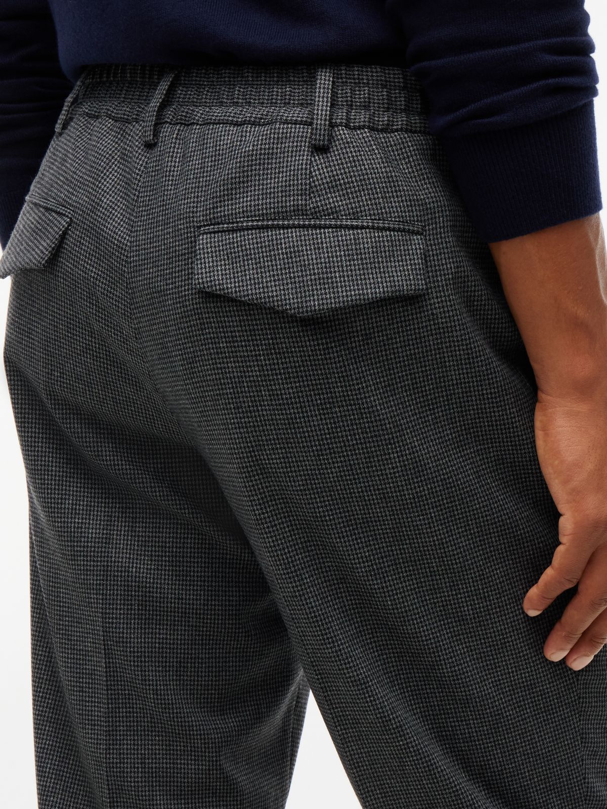 Tech Houndstooth Trousers With Wool — Grey