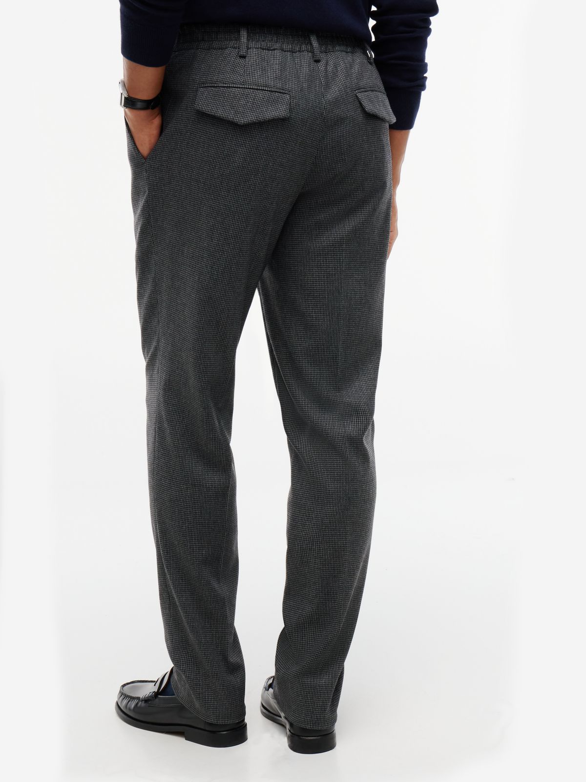 Tech Houndstooth Trousers With Wool — Grey