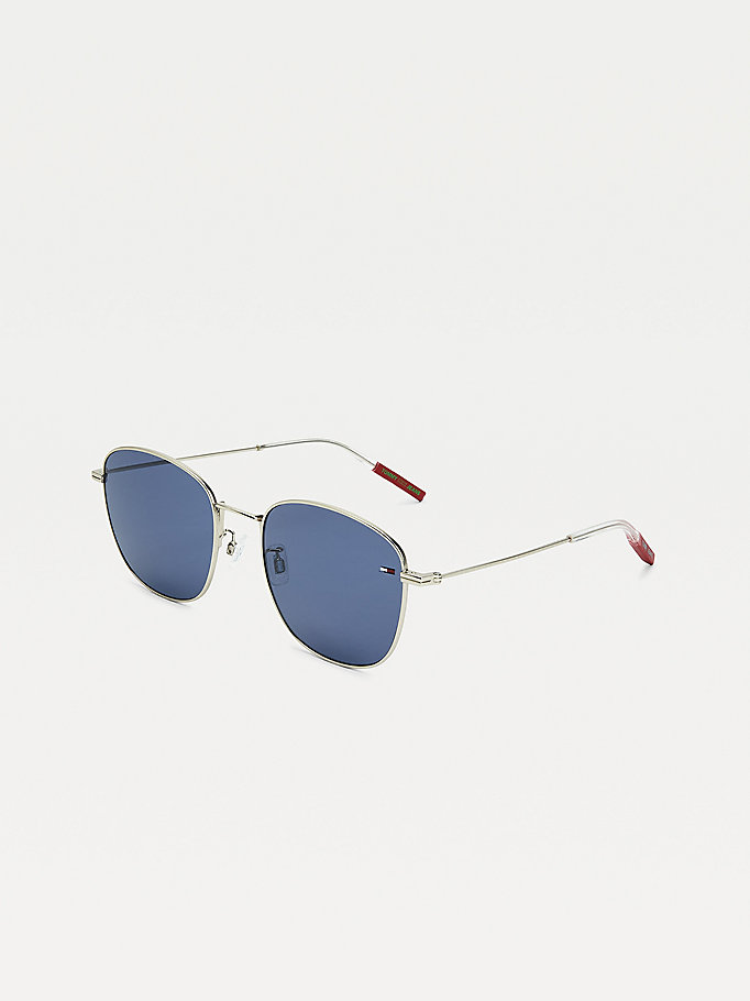blue flag detail square sunglasses for unisex tommy jeans