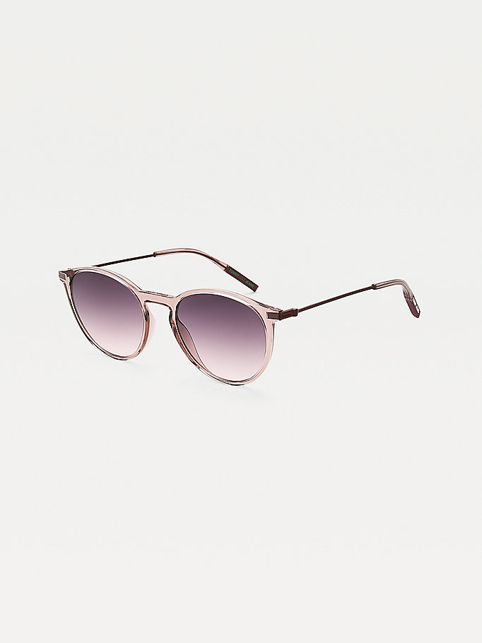pink double bridge round sunglasses for unisex tommy jeans