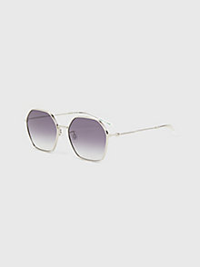 grey hexagonal lens sunglasses for unisex tommy jeans