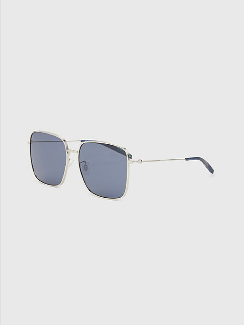 grau sonnenbrille mit rechteckigen gläsern für unisex - tommy jeans
