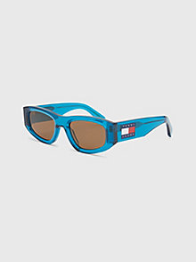 blau ovale sonnenbrille mit dickem rahmen für unisex - tommy jeans