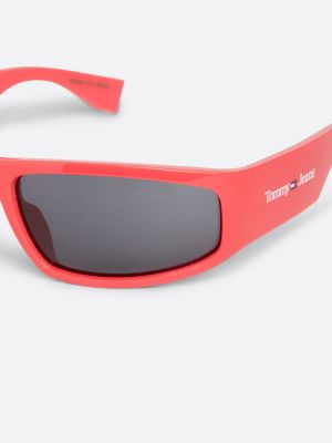 pink pink rectangular sunglasses for unisex tommy jeans