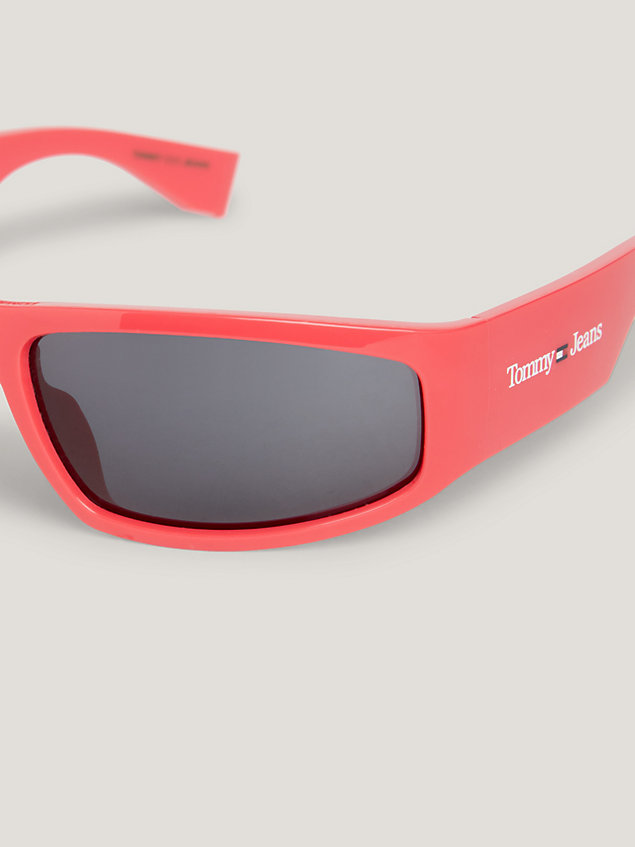 pink pink rectangular sunglasses for unisex tommy jeans
