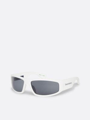 white rechteckige sonnenbrille in pink für unisex - tommy jeans