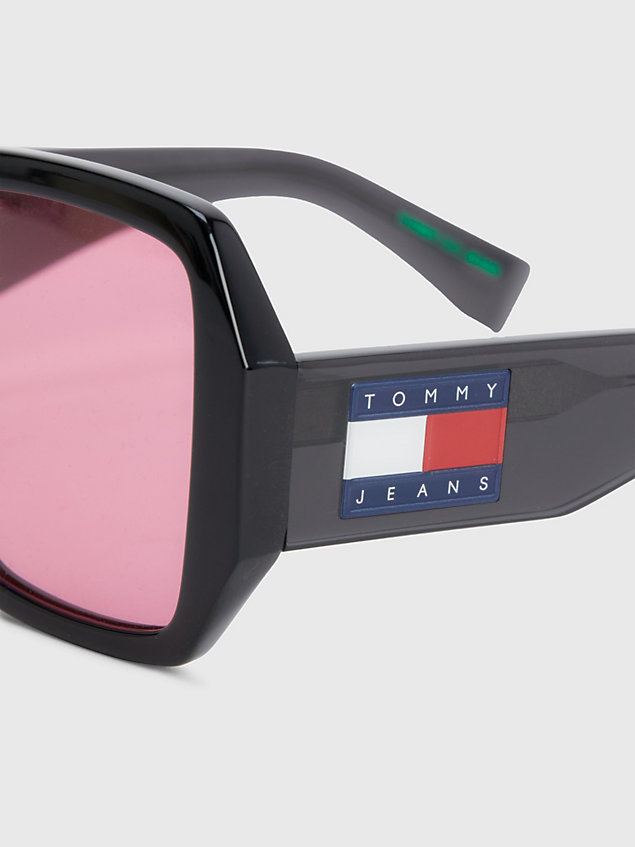black oversized square sunglasses for unisex tommy jeans