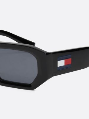 schwarz sonnenbrille mit kleinen, achteckigen gläsern für unisex - tommy hilfiger