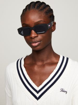 schwarz sonnenbrille mit kleinen, achteckigen gläsern für unisex - tommy hilfiger