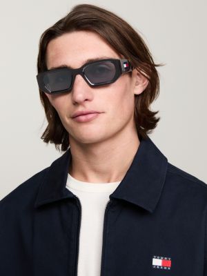 black small octagonal sunglasses for unisex tommy hilfiger