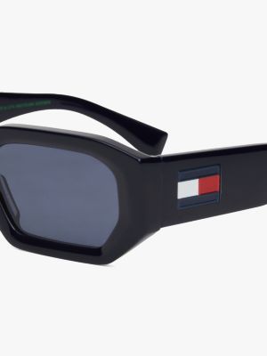 blue sonnenbrille mit kleinen, achteckigen gläsern für unisex - tommy hilfiger