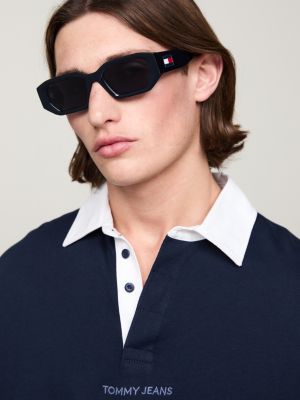 blau sonnenbrille mit kleinen, achteckigen gläsern für unisex - tommy hilfiger