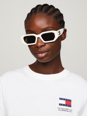 white small octagonal sunglasses for unisex tommy hilfiger