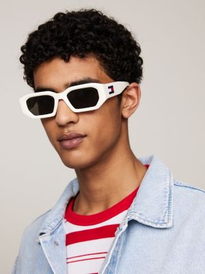 white small octagonal sunglasses for unisex tommy hilfiger