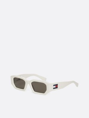 white sonnenbrille mit kleinen, achteckigen gläsern für unisex - tommy hilfiger