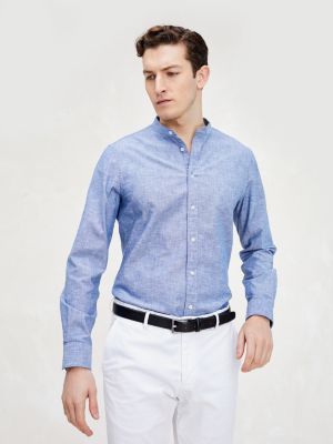 mandarin collar slim fit shirt