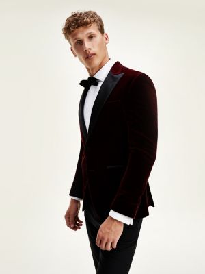 Slim Fit Smoking Blazer Aus Samt Rot Tommy Hilfiger