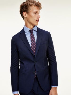 Check Slim Fit Virgin Wool Suit | BLUE 