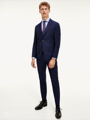 Check Slim Fit Virgin Wool Suit | BLUE 