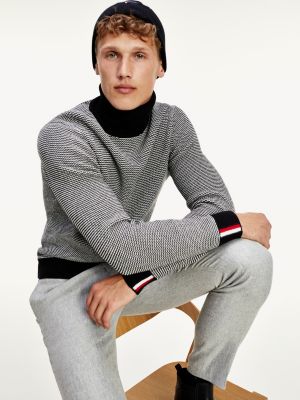 Two-Tone Roll Neck Jumper | BLACK 