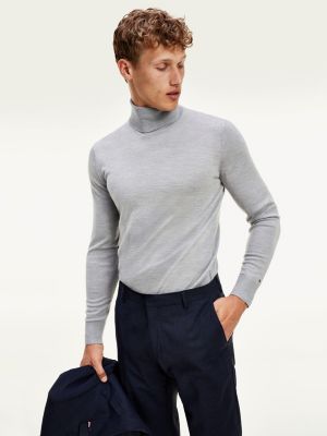 Luxury Wool Roll Neck Jumper GREY Tommy Hilfiger