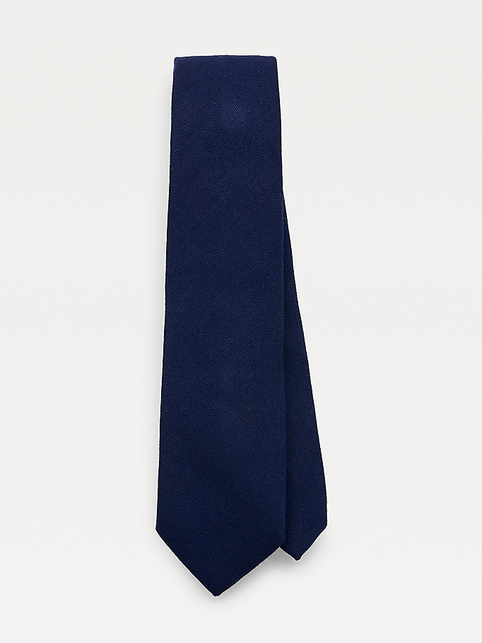 blue wool silk jacquard tie for men tommy hilfiger