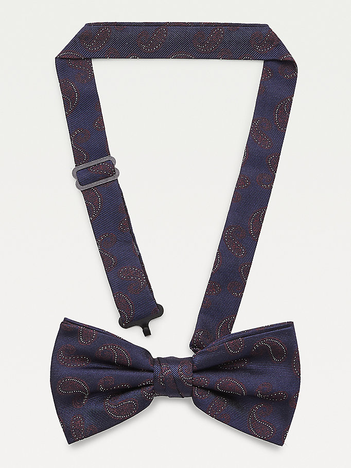 red pure silk paisley print bow tie for men tommy hilfiger