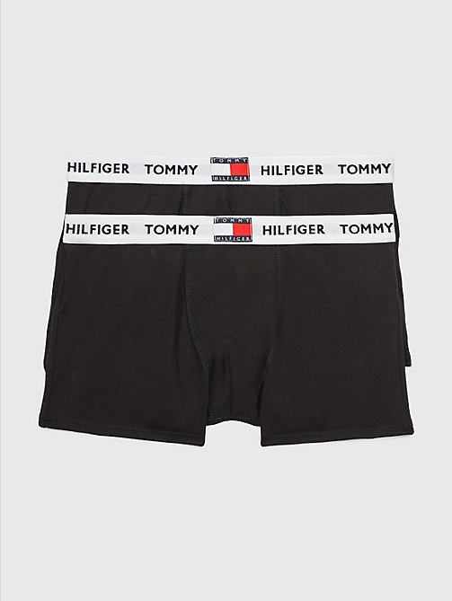 black 2-pack tommy 85 logo waistband trunks for boys tommy hilfiger