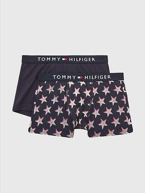 blauw set van 2 original boxershorts met logotaille voor boys - tommy hilfiger