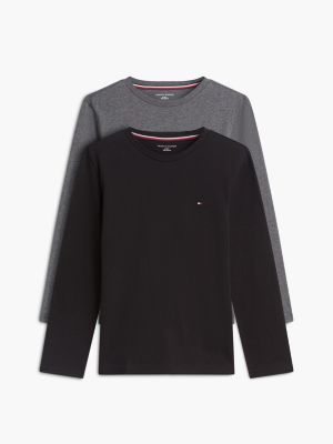 brown 2er-pack signature langarm-shirts aus jersey für jungen - tommy hilfiger
