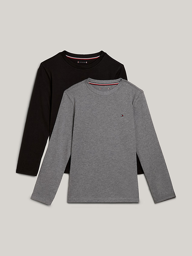 grey th original set van 2 longsleeve t-shirts voor jongens - tommy hilfiger