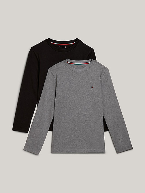grey 2-pack original long sleeve t-shirts for boys tommy hilfiger