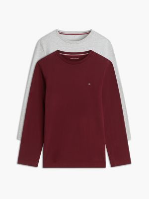 pink 2-pack signature jersey long sleeve lounge t-shirts for boys tommy hilfiger