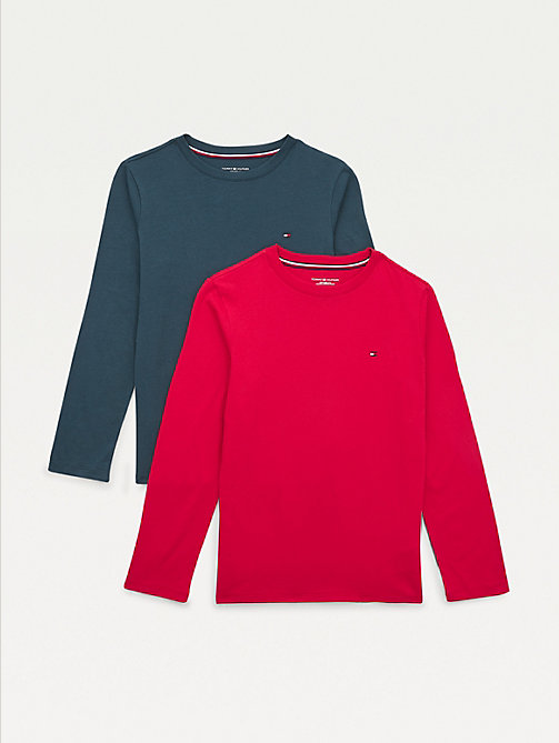 red 2-pack original long sleeve t-shirts for boys tommy hilfiger