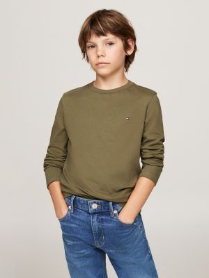 lot de 2 t-shirts signature à manches longues rouge pour garçons tommy hilfiger