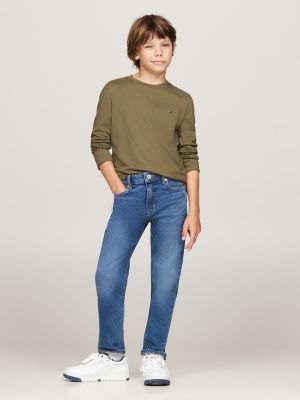 lot de 2 t-shirts signature à manches longues rouge pour garçons tommy hilfiger
