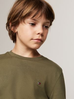 lot de 2 t-shirts signature à manches longues rouge pour garçons tommy hilfiger