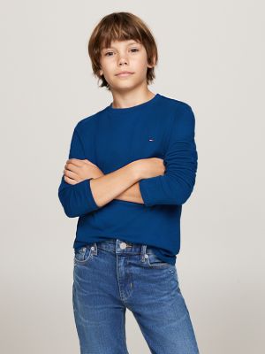 lot de 2 t-shirts signature à manches longues rouge pour garçons tommy hilfiger