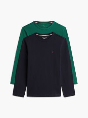 blue 2-pack signature jersey long sleeve lounge t-shirts for boys tommy hilfiger