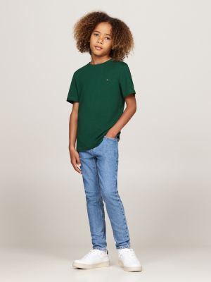 2 pack t-shirt signature con ricamo verde da bambini tommy hilfiger