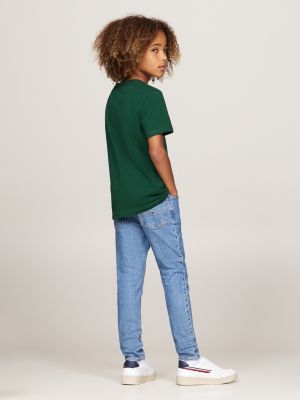 2 pack t-shirt signature con ricamo verde da bambini tommy hilfiger