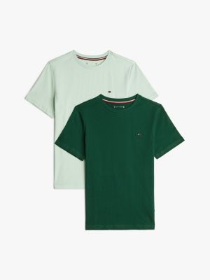 2 pack t-shirt signature con ricamo verde da bambini tommy hilfiger