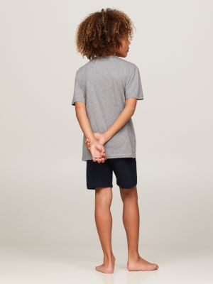 2 pack t-shirt signature con ricamo grigio da bambini tommy hilfiger