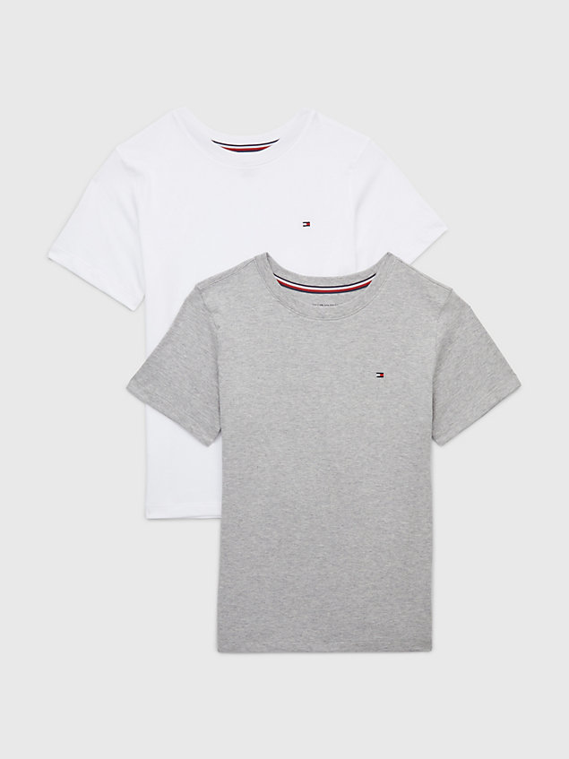 grey th original set van 2 t-shirts met vlag voor jongens - tommy hilfiger